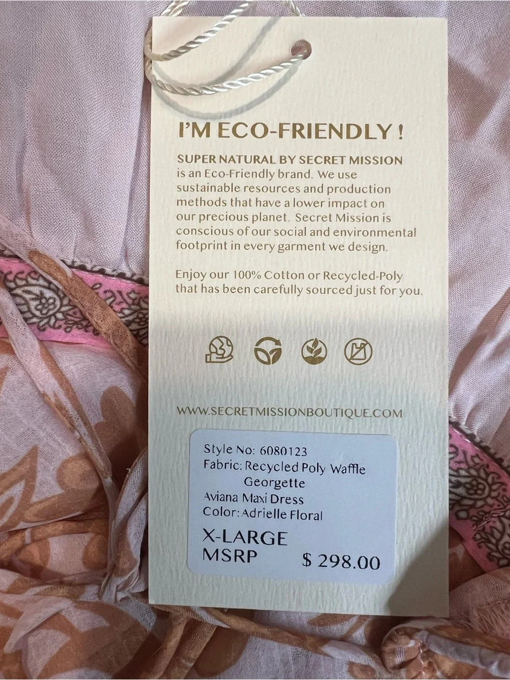 NWT Super Natural by Secret Mission Aviana floral maxi dress Xl Boho Romantic - Picture 4 of 5